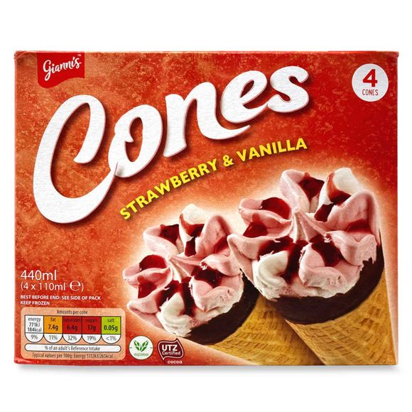 Cones Strawberry & Vanilla 110ml Gianni's